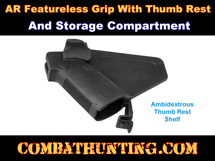 AR Featureless Grip With Thumb Rest and Storage style=