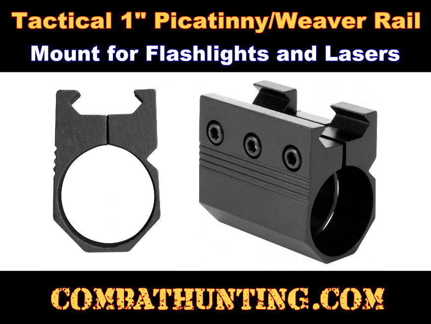 1 inch Picatinny Rail Mount for Flashlight or Laser Sight style=