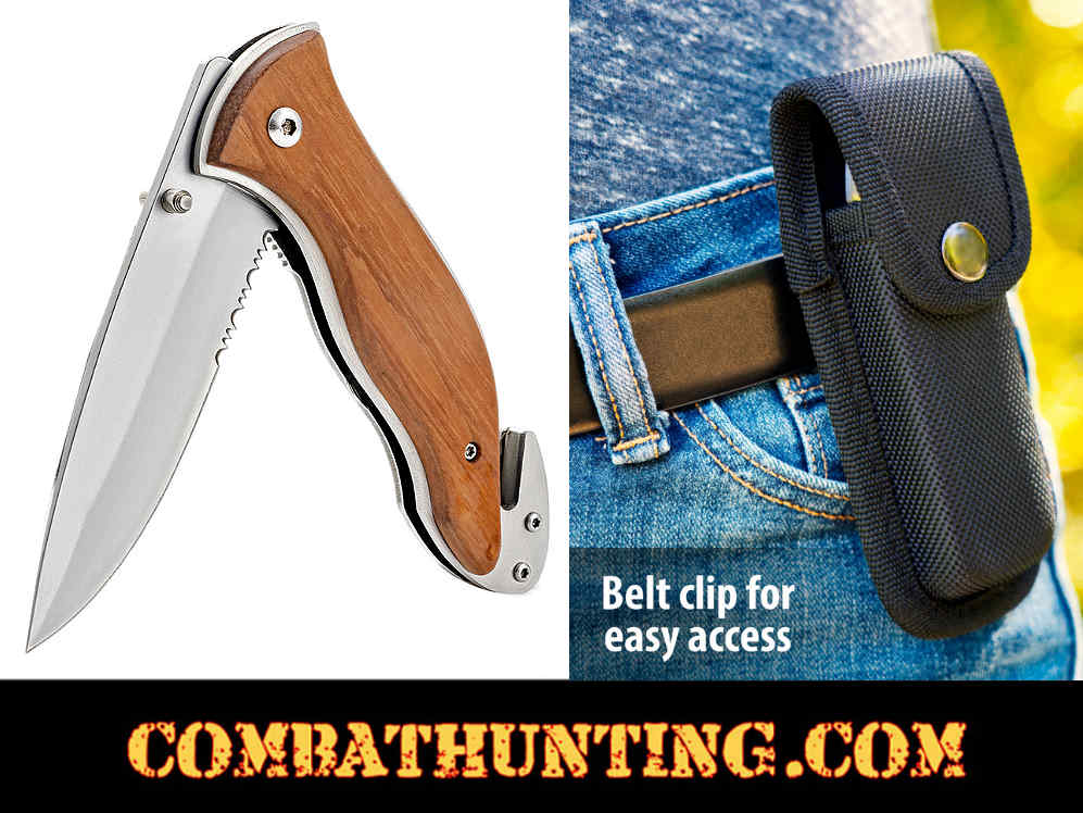 Folding Knife With Sheath Glass Breaker Seatbelt Cutter style=
