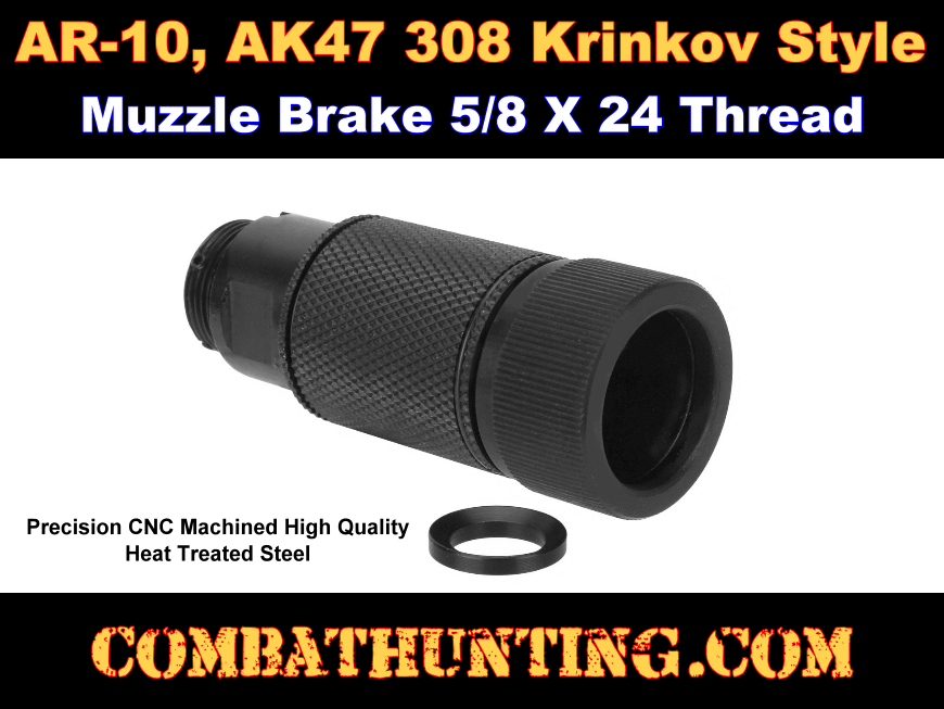 AR-10 308 Krinkov Style Muzzle Brake 5/8 X 24 style=