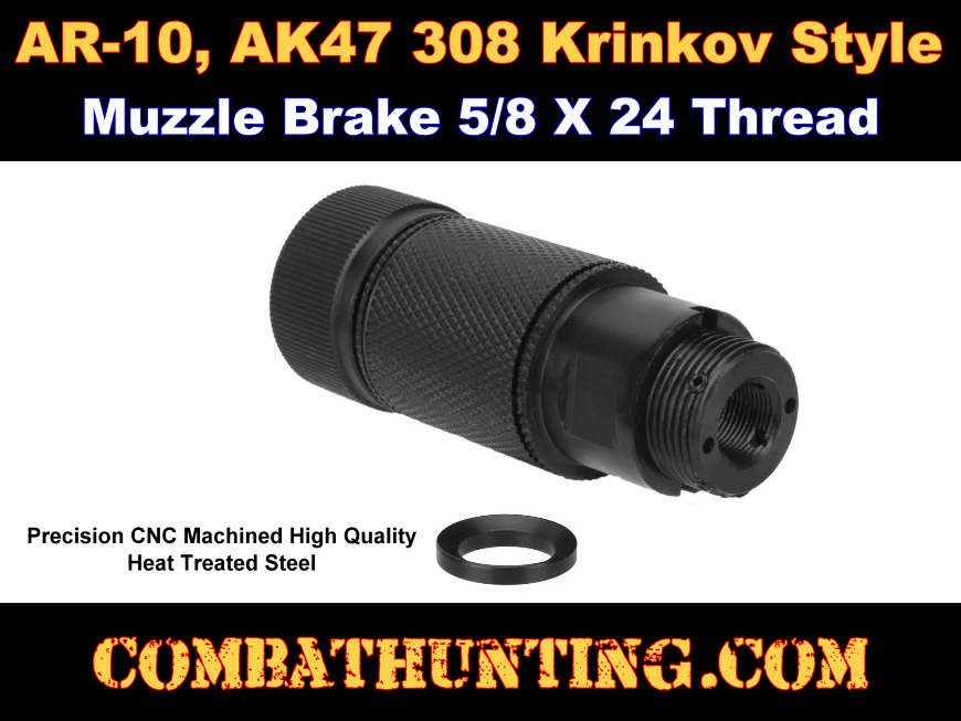 AR-10 308 Krinkov Style Muzzle Brake 5/8 X 24 style=