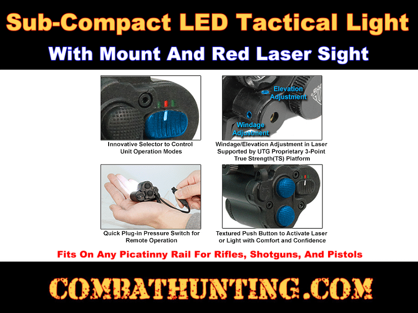 UTG Sub-Compact LED Light & Adjustable Red Laser Combo style=