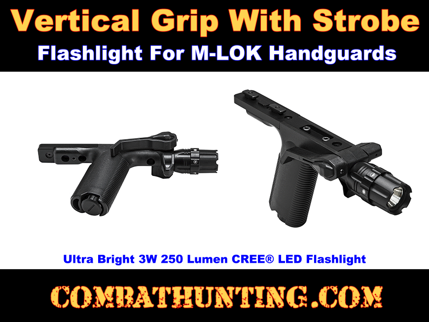 M-LOK Vertical Grip With Strobe Flashlight style=