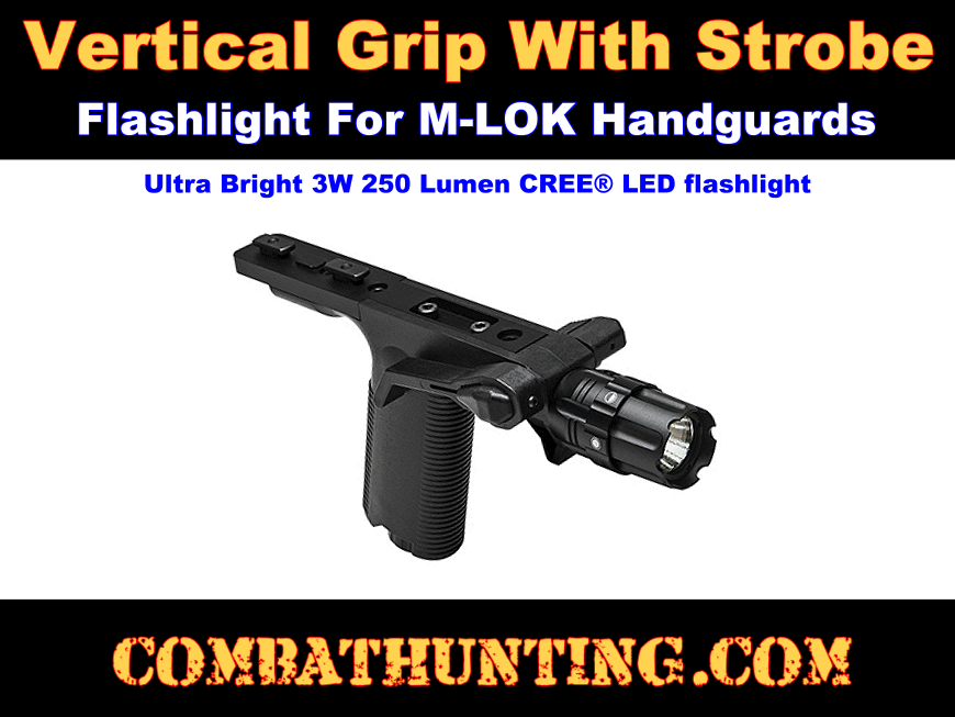 M-LOK Vertical Grip With Strobe Flashlight style=