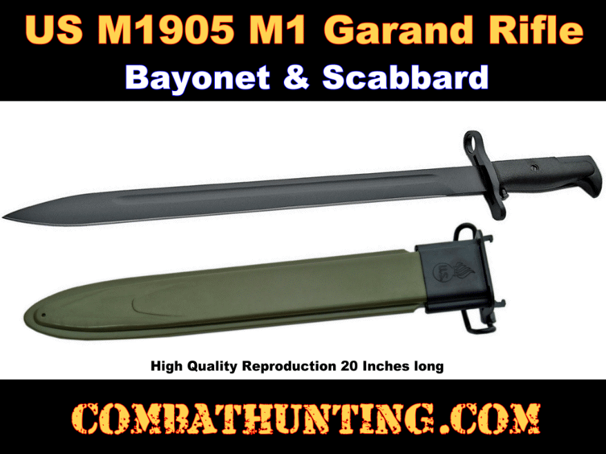 M1G-BAYO20 M1 Garand US M1905 Bayonet With Scabbard - Military Tactical Kni...