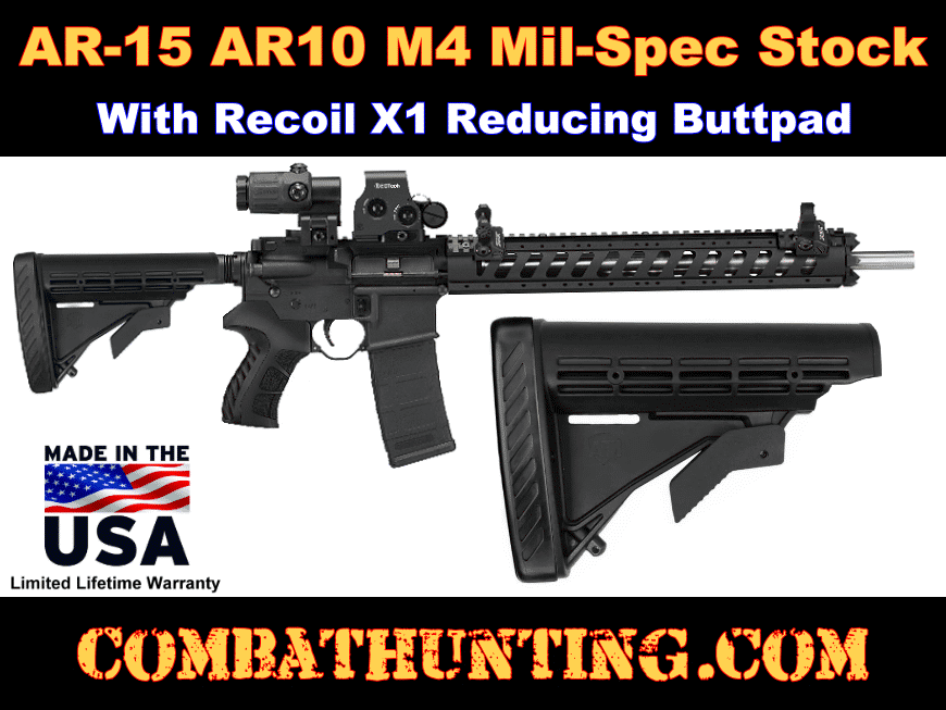 AR-15, AR-10, LR 308 Collapsible Standard M4 Style Stock Mil Spec style=