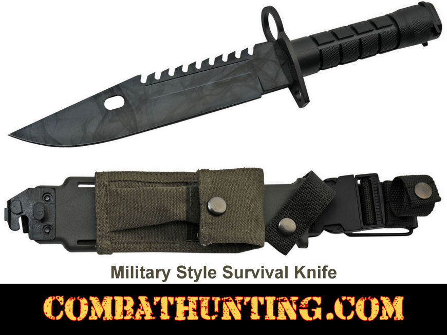 Military Style Survival Knife With Sheath style=