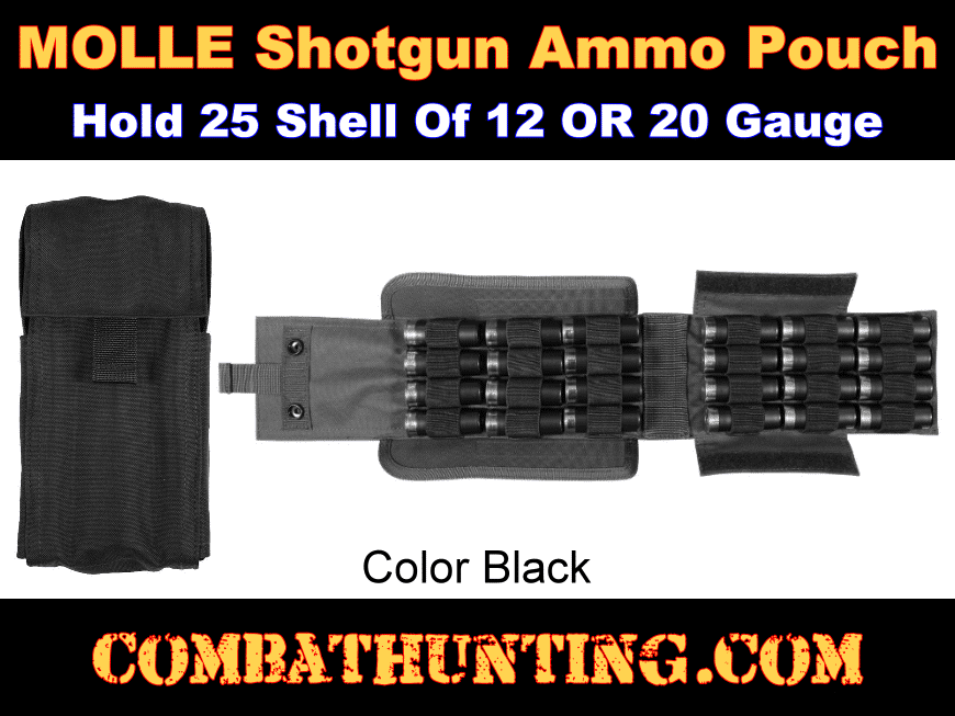 25 Round Shotgun Shell Ammo Reload Pouch Molle Black style=