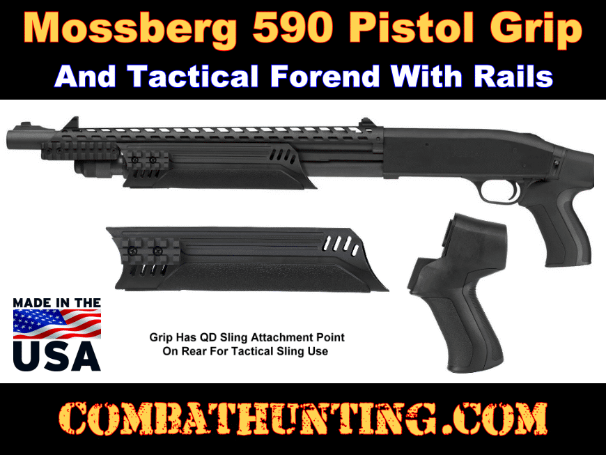 Mossberg 590 Pistol Grip and Forend With Rails style=