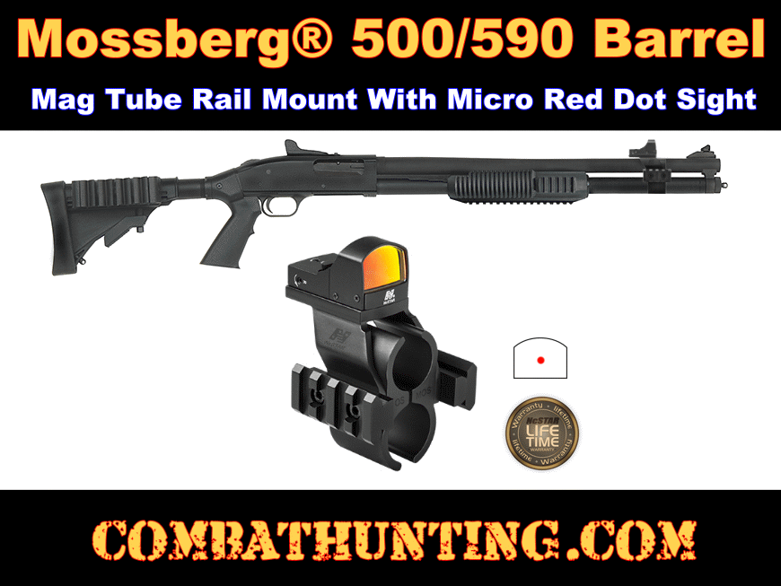 Mossberg 500 parts Shotgun Barrel Mag Tube Mount+Red dot Sight Flashlight. 