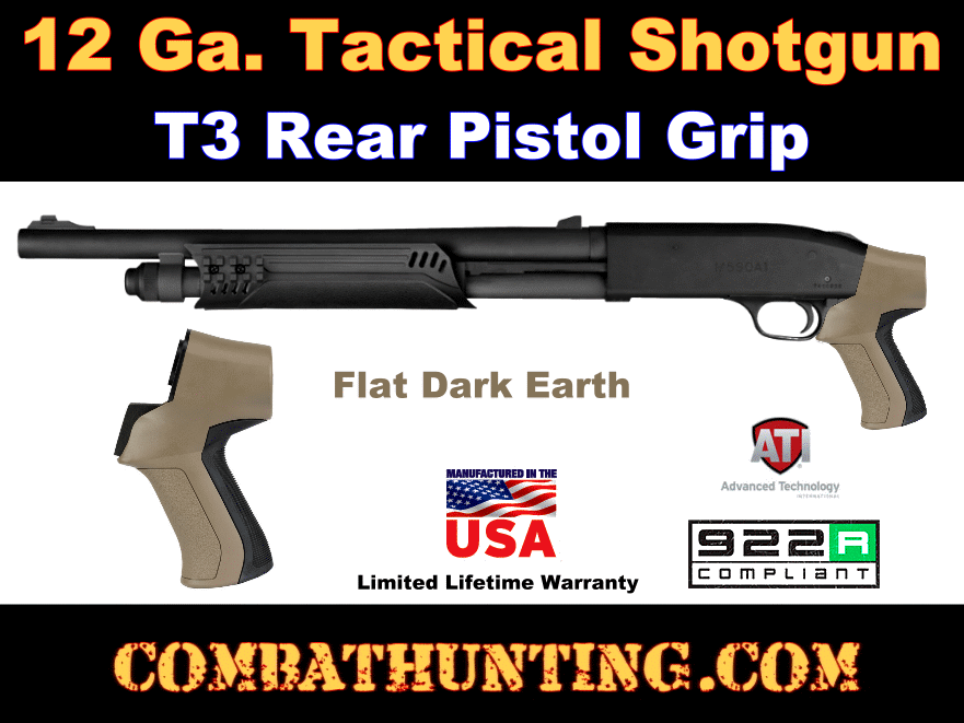 ATI Shotgun T3 Rear Pistol Grip 12 Ga FDE style=