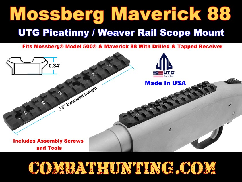Mossberg 500/590/835/Maverick 88 Shotgun Picatinny Weaver Rail Scope Sight Mount 