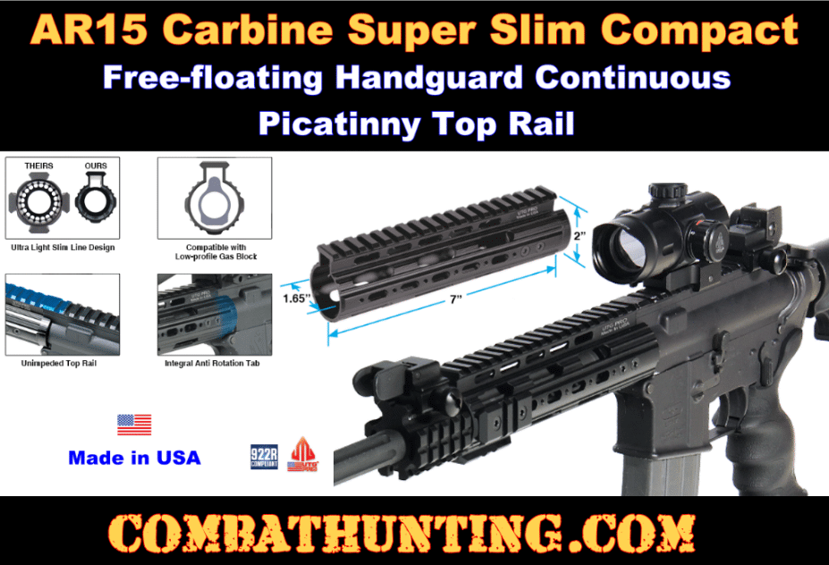 AR-15 Carbine Super Slim Free Float Handguard USA style=