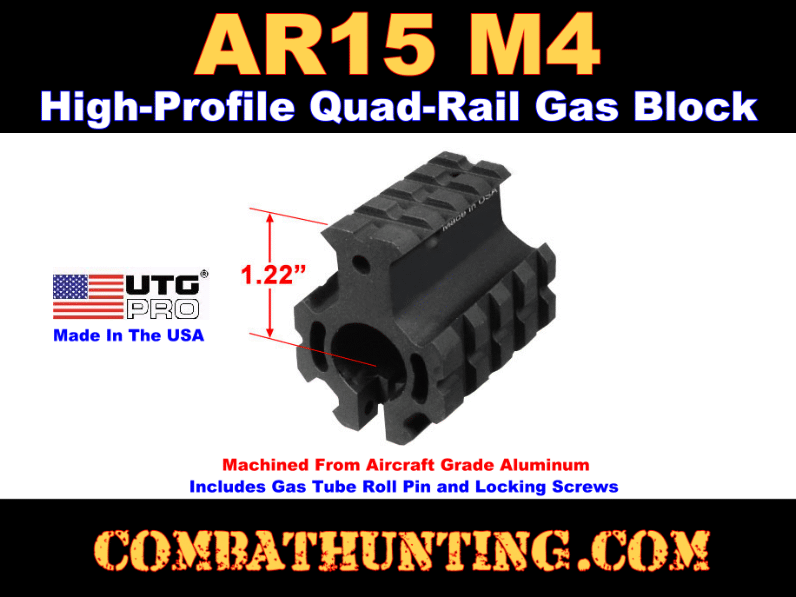 UTG PRO AR15 M4 High Profile Quad-rail Gas Block for .750
