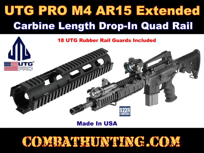 AR-15 Drop-In Quad Rail Extended Carbine Length Handguard style.