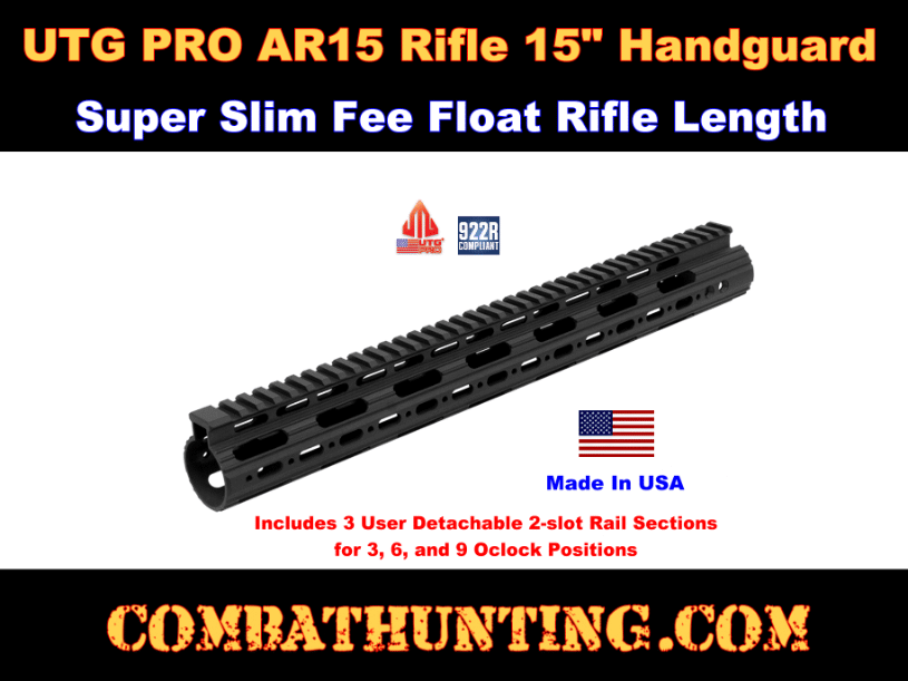 UTG Pro AR15 Rifle Super Slim Free Float Handguard style=