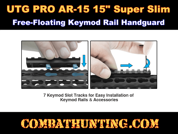 UTG PRO AR15 15  Super Slim Free Float Keymod Compatible Rail  style=