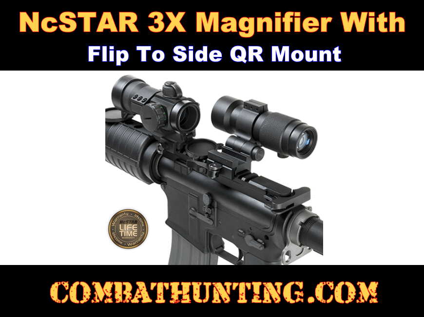 NCSTAR 3X Magnifier With Flip to Side Quick Release Mount style=
