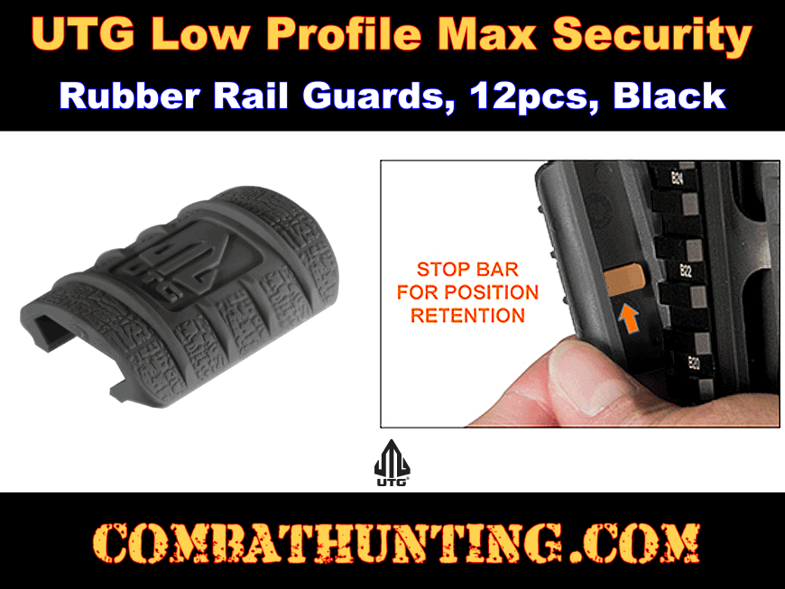 Picatinny Rubber Rail Guard Covers Black UTG Low Profile Max Security style=
