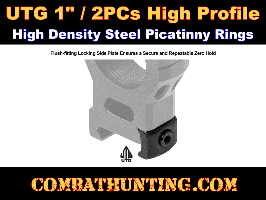 UTG Steel 1 inch Scope Rings Picatinny High Profile 2PCs style=