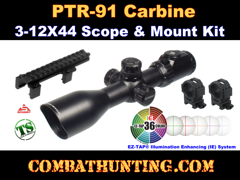 PTR91 CETME Rifle 3-12X44  Scope & Mount kit style=