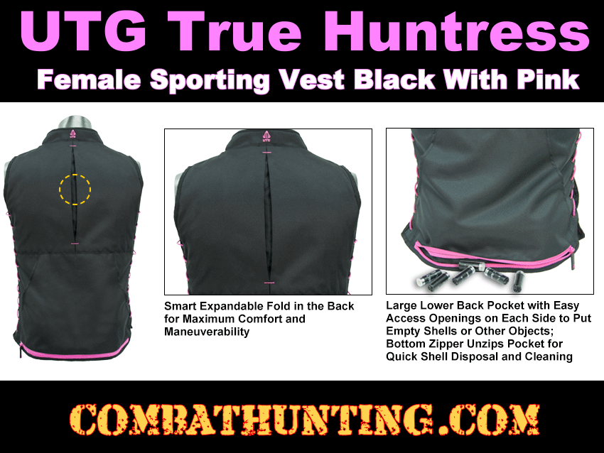 UTG True Huntress Female Sporting Vest Black/Pink style=