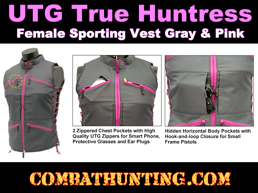 UTG True Huntress Female Sporting Vest Gray/Pink style=