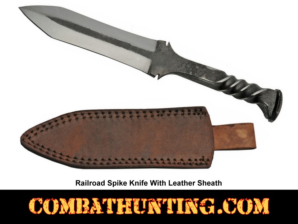 Rite Edge Railroad Spike Knife With Leather Sheath style=