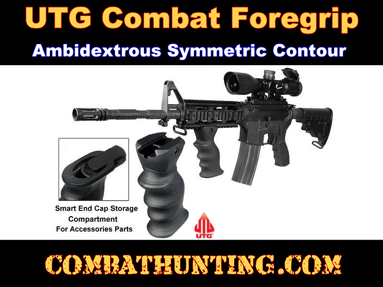 UTG Ambidextrous Combat Foregrip Symmetric Contour Black style=