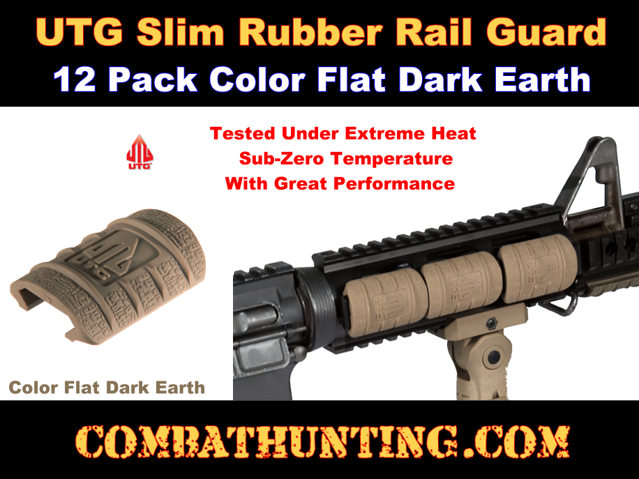UTG Low Profile Max Security Rubber Rail Guard 12pcs FDE style=