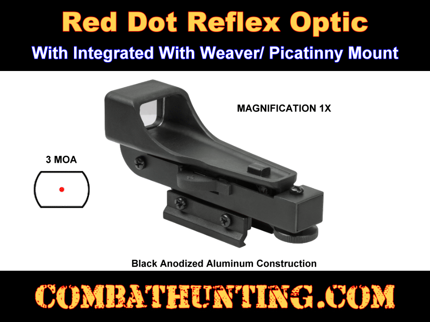 Red Dot Reflex Optic With Weaver Picatinny Mount Black style=