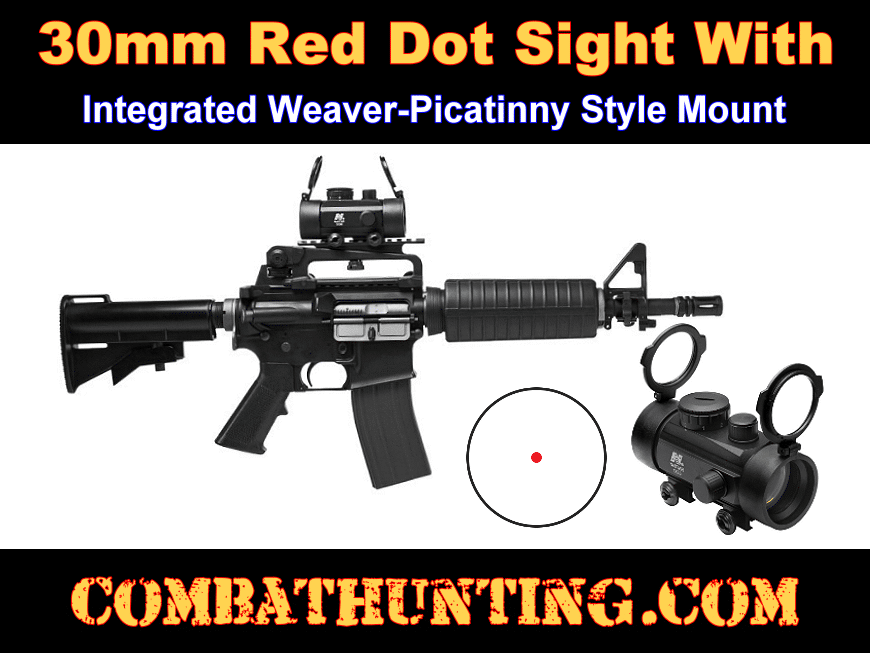 30mm Red Dot Sight With Weaver Picatinny Mount style=