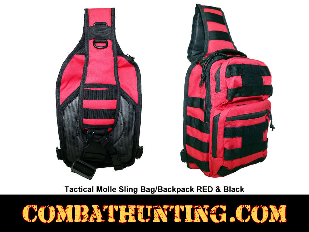 RED Sling Backpack First Aid EMS Emergency Medical Molle Bag style=