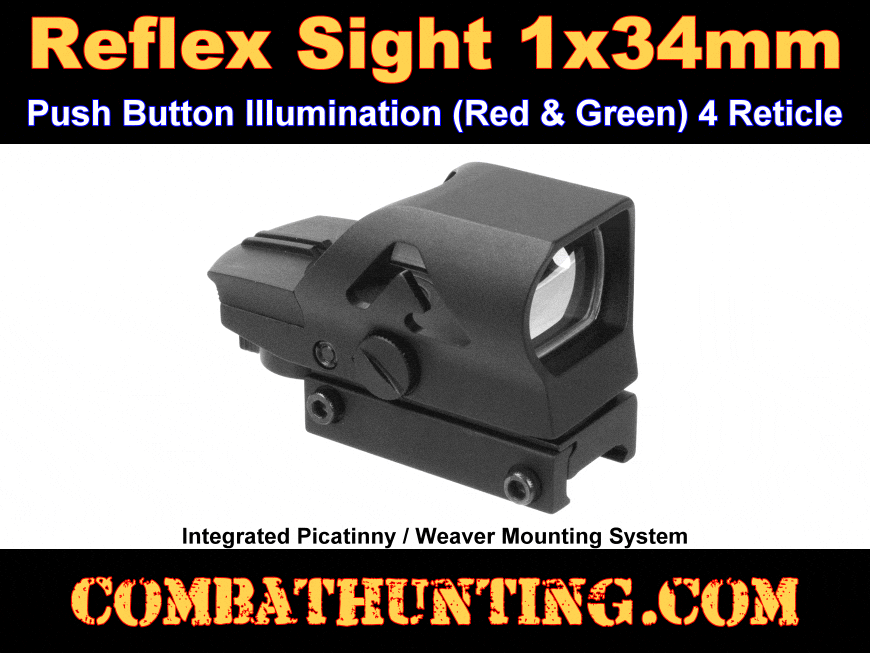 1x34mm Full Size Reflex Sight Red & Green Illumination style=