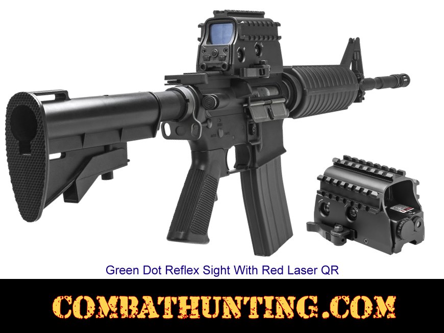 Tactical Shotgun Green Dot 3 Rail Reflex Optic & Red Laser Sight style=