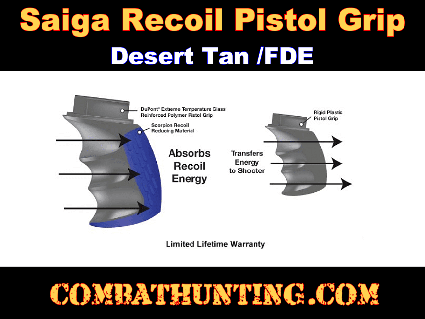 Saiga Firearms Scorpion Tactical Pistol Grip Tan style=