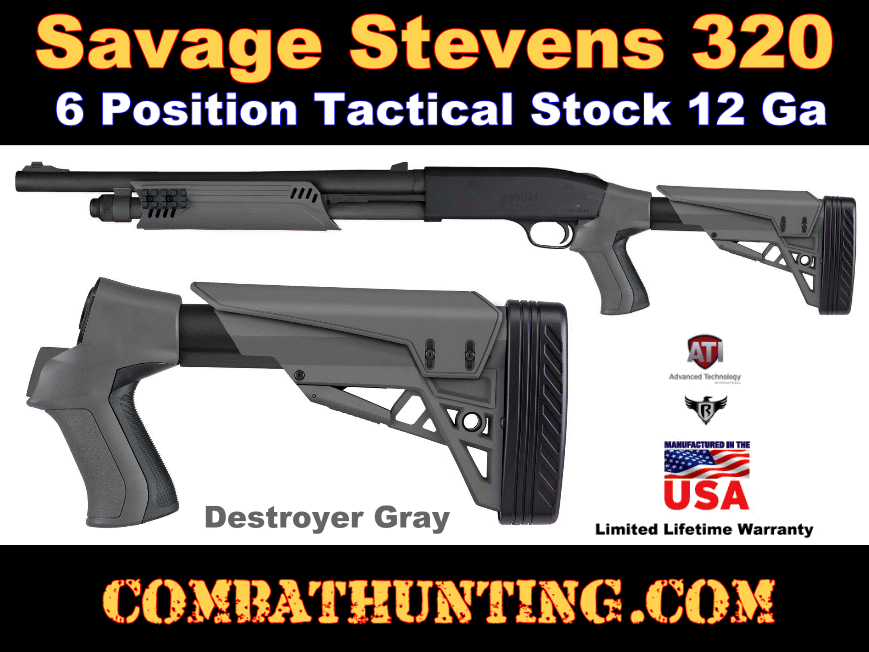 Savage Stevens 320 Collapsible Tactical Stock Destroyer Gray style=