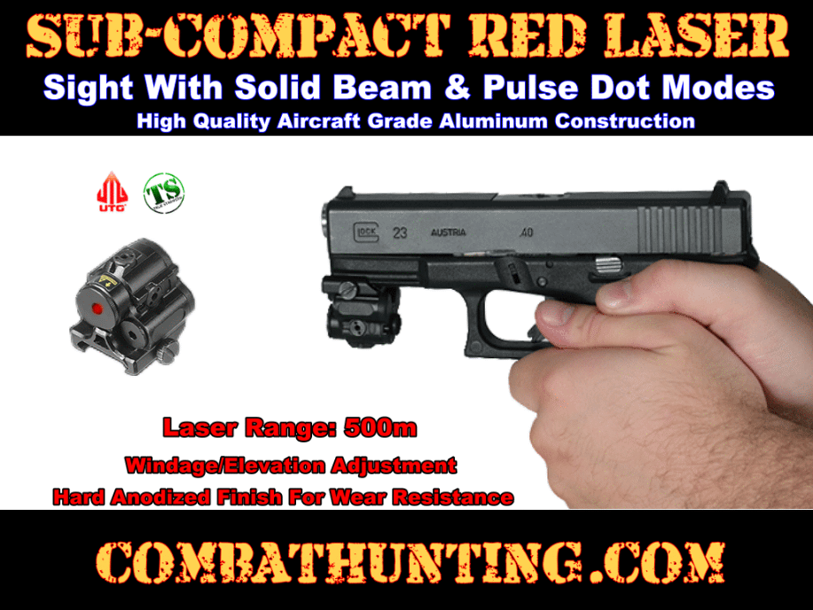 UTG® Sub Compact Red Laser Sight Solid/Strobe Mode Picatinny Mount style=