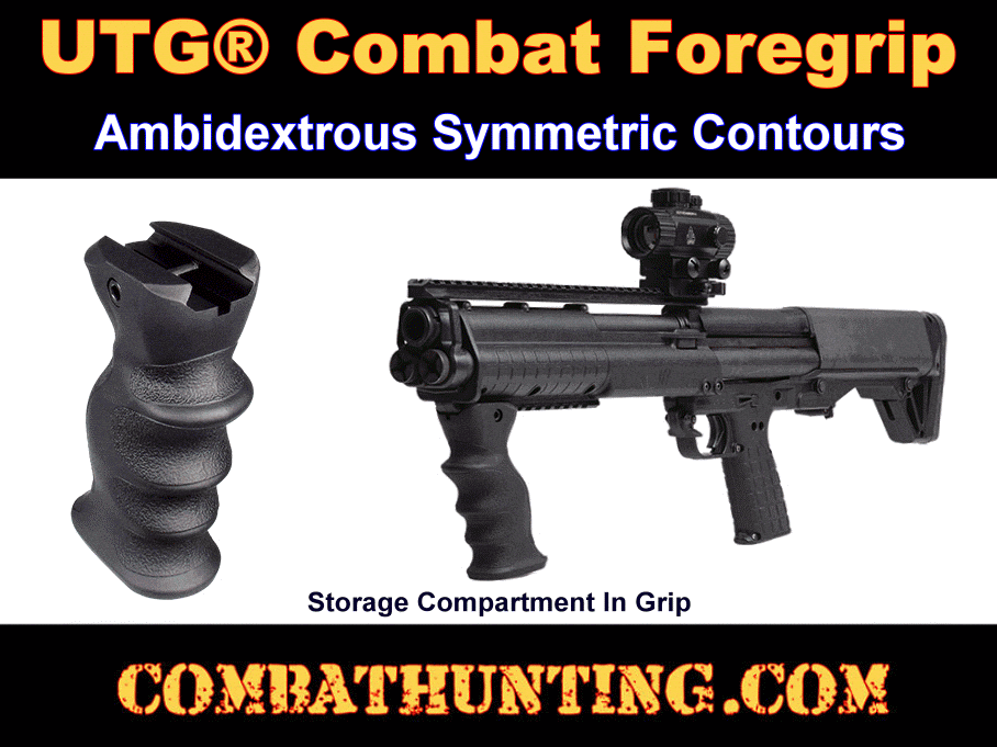 UTG Ambidextrous Combat Foregrip Symmetric Contour Black style=