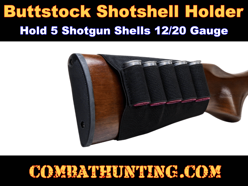 US Tactical 5 Rounds Shotgun Elastic Buttstock Shell Ammo Pouch for 12 20 Gauge 