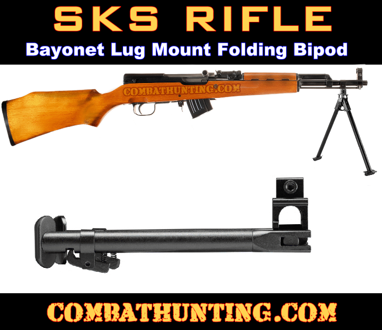 Aluminum 9"-13" Full Size SKS Bayonet Lug Mount Folding Adjustable Leg Bipod 