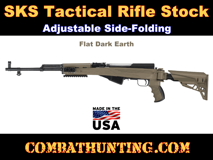 Flat Dark Earth SKS TactLite Adjustable Side Folding Stock With Scorpion Recoil System style=