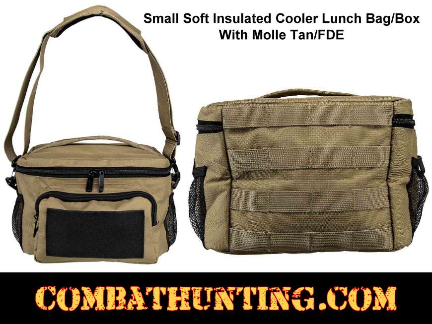 Small Soft Insulated Cooler Lunch Bag/Box With Molle Tan/FDE style=