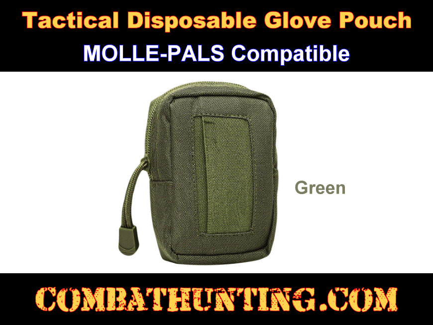Tactical Disposable Glove Pouch Green Molle style=