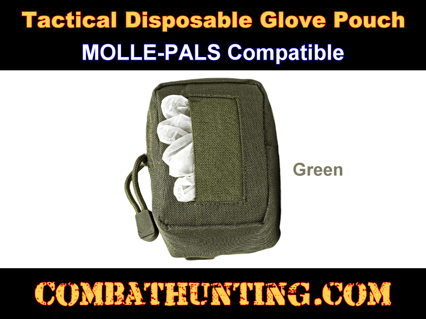 Tactical Disposable Glove Pouch Green Molle style=