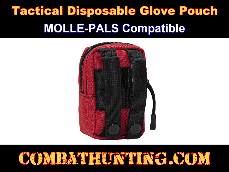 Tactical Disposable Glove Pouch Red Molle style=