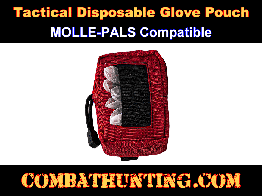 Tactical Disposable Glove Pouch Red Molle style=