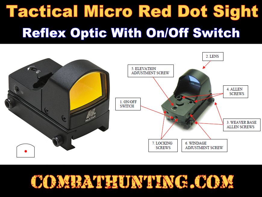 Ncstar Tactical Micro Red Dot Optic Reflex Sight With On/Off Switch style=