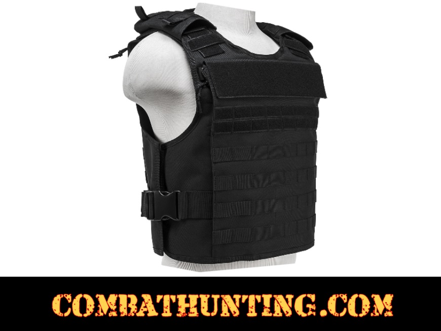 Armor Plate Carrier Vest with MOLLE Webbing Black MED-2XL style=