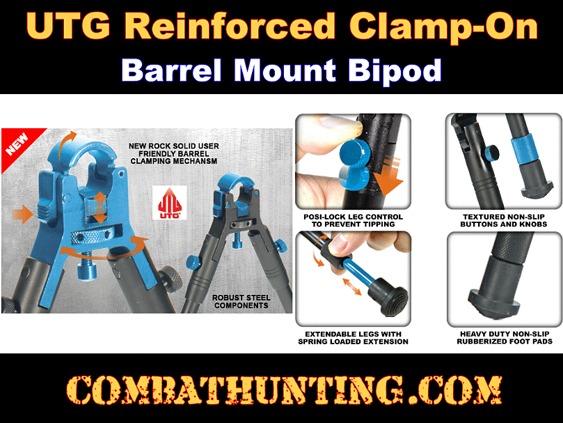 UTG Bipod New Gen Reinforced Barrel Clamp On Bipod style=